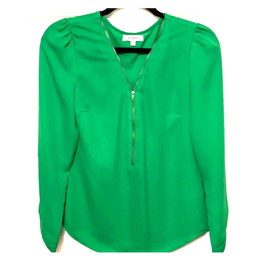 Green zipper blouse
